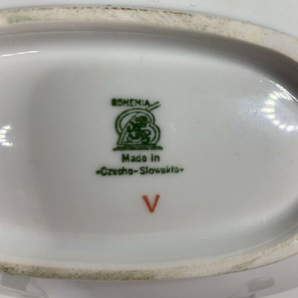 Vintage Oval Serving Bowl Bohemia Czecho Slovakia Floral Gold Trim Cottagecore - Picture 5 of 5